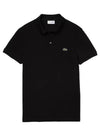 slim fit short sleeve PK shirt black - LACOSTE - BALAAN.
