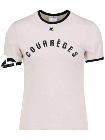 Courr ges Short Sleeve T Shirt Beige 124JTS115JS0093 B093 - COURREGES - BALAAN 1