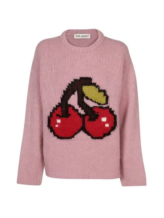 Women's Candyfloss Cherry Sona Round Neck Knit Top Pink - OUR LEGACY - BALAAN 1