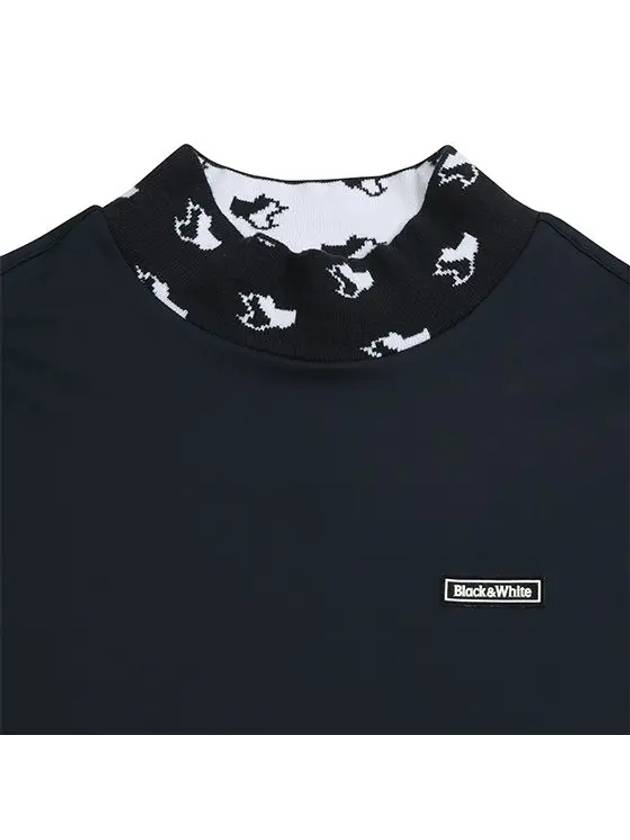 Women s logo jacquard knit collar t shirt 6922LXIN BLACK - BLACK&WHITE - BALAAN 3