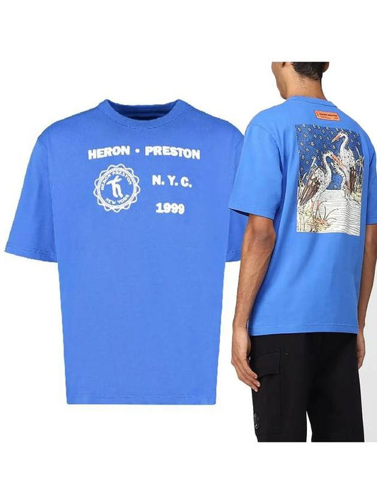 Heron Preston Logo Printing TShirt Blue HMAA032 - HERON PRESTON - BALAAN 1
