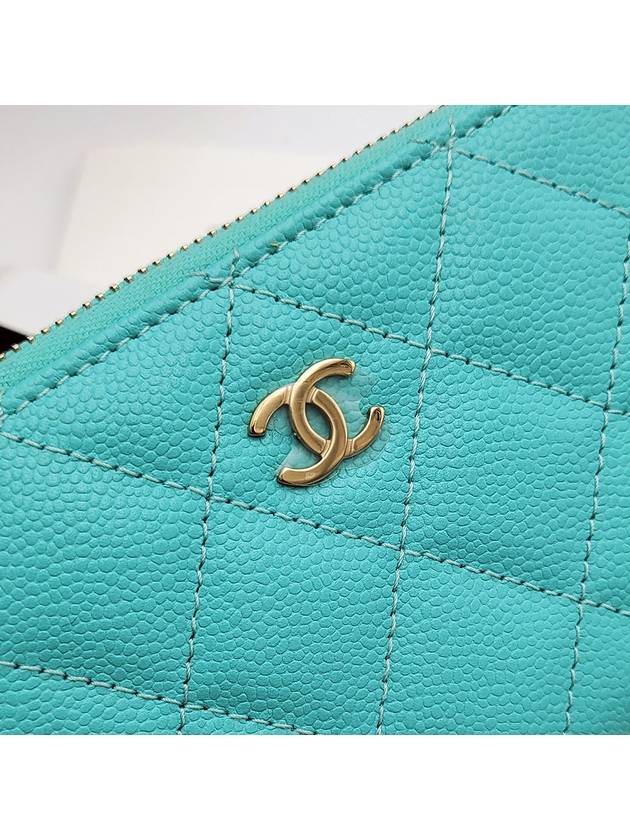 Classic caviar zipper aqua blue gold AP3686 - CHANEL - BALAAN 7