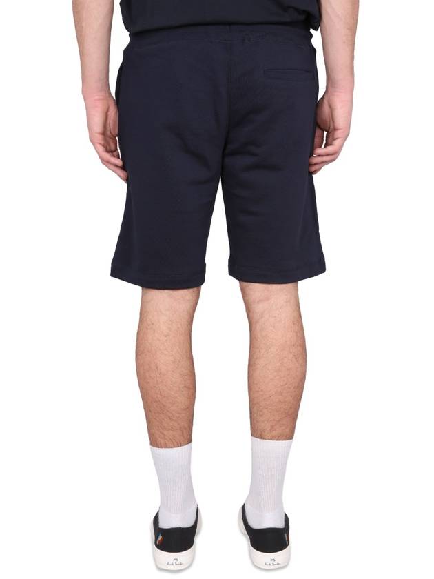 Zebra Logo Cotton Sweat Shorts Navy - PAUL SMITH - BALAAN 5