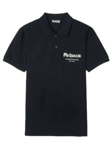 logo polo shirt black collar tee - ALEXANDER MCQUEEN - BALAAN 1