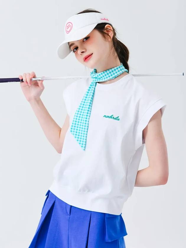 Scarf Point Sleeveless T-Shirt WHITE&BLUE - MONBIRDIE GOLF - BALAAN 9