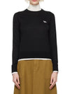 Women's Baby Fox Patch Regular Knit Top Black - MAISON KITSUNE - BALAAN 2