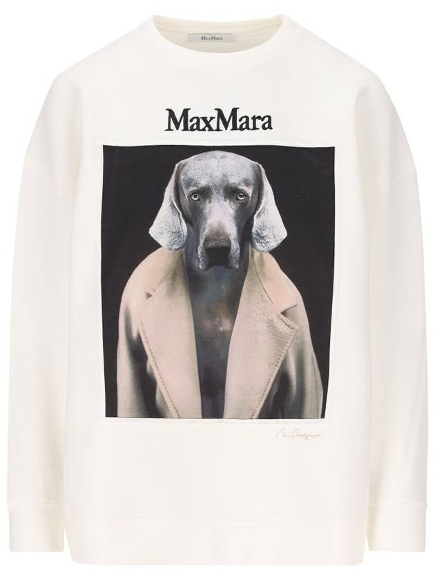 Embroidered Logo Crewneck Sweatshirt White - MAX MARA - BALAAN 2