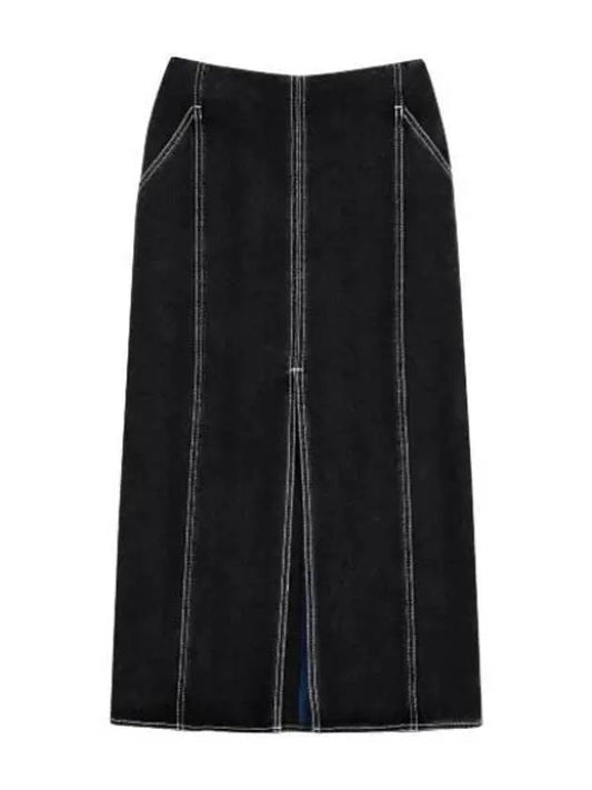 Long Split Skirt Washed Black Denim Women s - SUNNEI - BALAAN 1