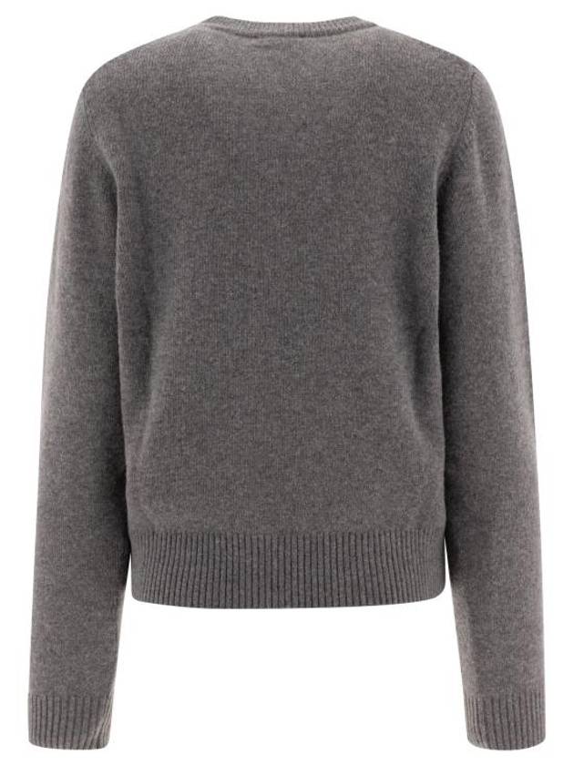 Graphic Wool Mix Bunny Crewneck Knit Top Grey - GANNI - BALAAN 3