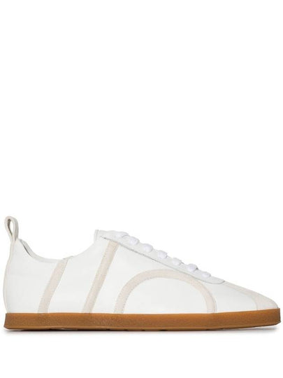 Women's Monogram Embossed Leather Low-Top Sneakers White - TOTEME - BALAAN 2