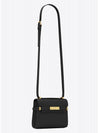 Manhattan Mini Embossed Gold-Tone Logo Leather Cross Bag Black - SAINT LAURENT - BALAAN 4