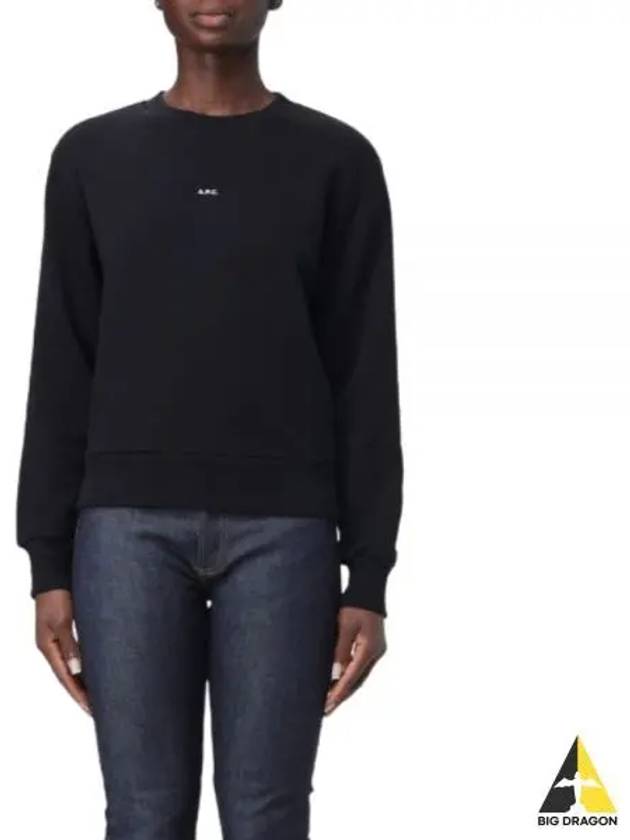 Boxy Micro Logo Sweatshirt Black - A.P.C. - BALAAN 2