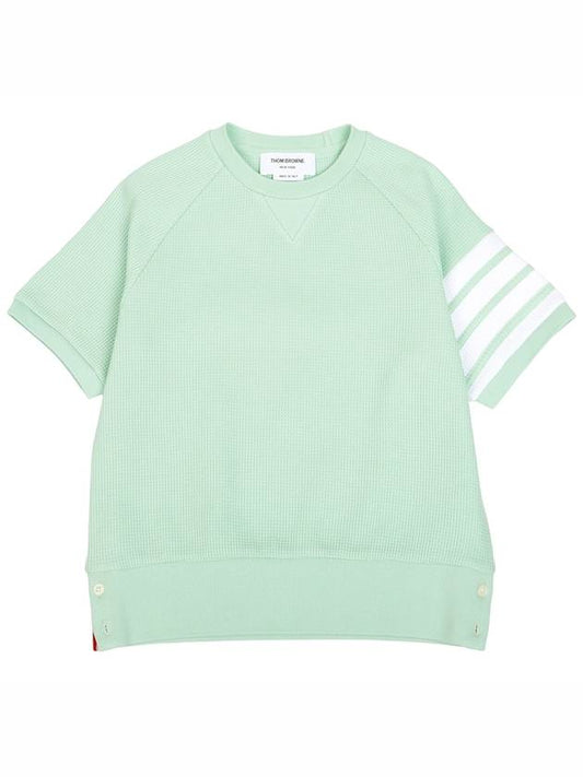 Women's Waffle 4 Bar Raglan Short Sleeve T-Shirt Light Green - THOM BROWNE - BALAAN 2