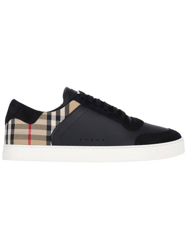 Checked Leather Suede Low Top Sneakers Black - BURBERRY - BALAAN 2