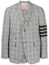 Gingham Prince of Wales Linen Single Vent Sport Jacket Black - THOM BROWNE - BALAAN 2