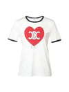 Heart Jersey Short Sleeve T-Shirt Off White - CELINE - BALAAN 2