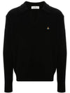 Football Polo Wool Knit Top Black - VIVIENNE WESTWOOD - BALAAN 2