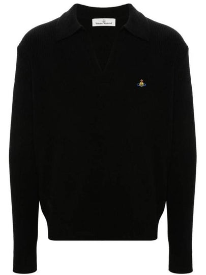 Football Polo Wool Knit Top Black - VIVIENNE WESTWOOD - BALAAN 2