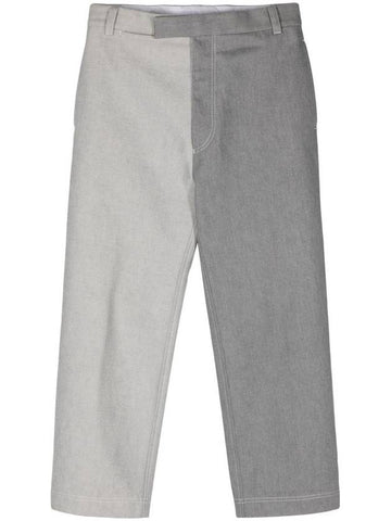 Contrast topstitching unconstructed straight pants gray - THOM BROWNE - BALAAN 1