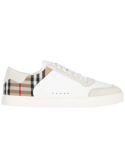 Check Leather Suede Sneakers Natural White Archive Beige - BURBERRY - BALAAN 2