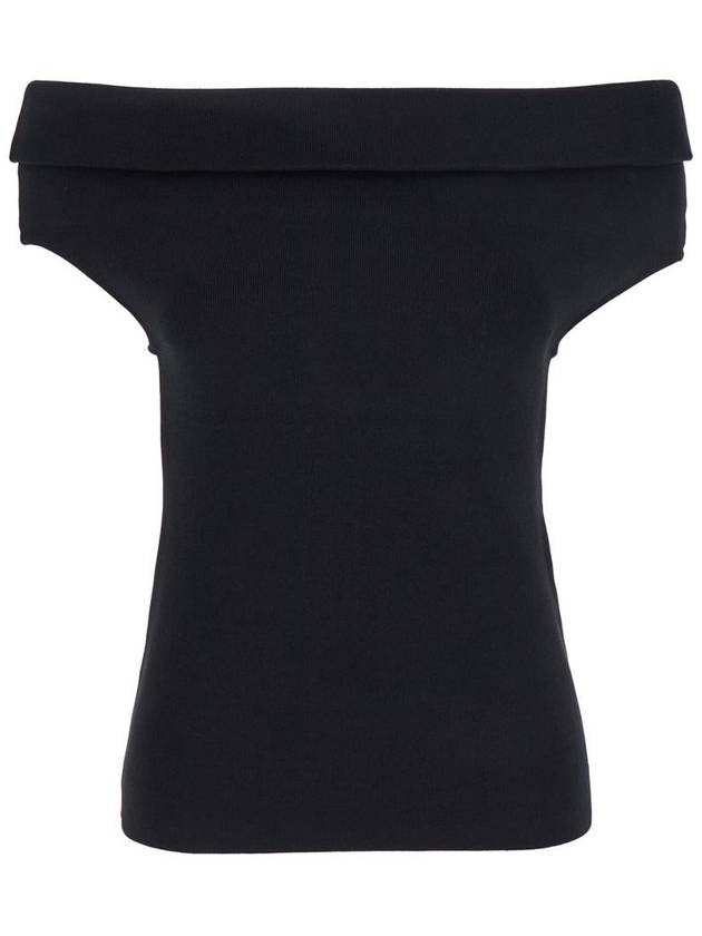 Black Off-Shoulder Double-Knit Top In Tech Fabric Woman - TOTEME - BALAAN 1