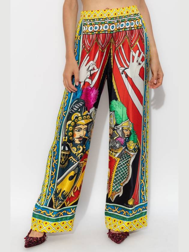 Dolce & Gabbana Silk Trousers With Carretto Pattern, Women's, Multicolour - DOLCE&GABBANA - BALAAN 3