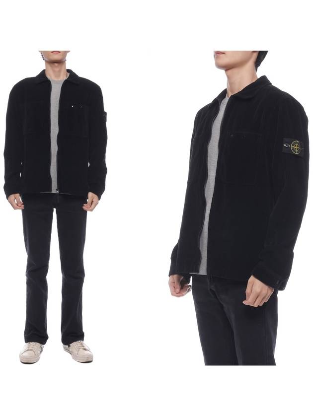 Wappen Patch Corduroy Cotton Long Sleeve Shirt Black - STONE ISLAND - BALAAN 2