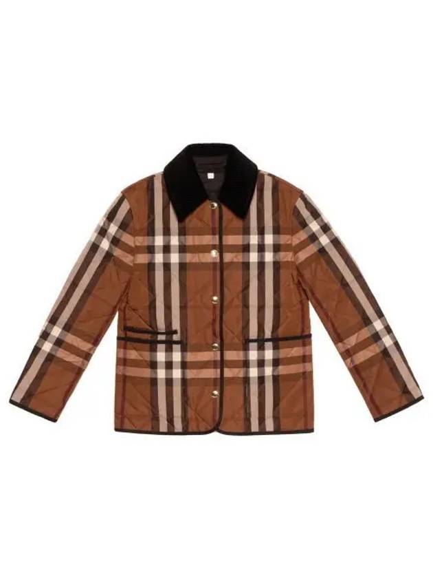 Women's Check Diamond Quilted Jacket Brown - BURBERRY - BALAAN 2