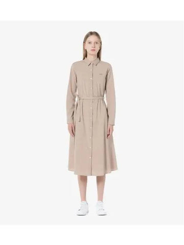 Women s Cotton Flare Shirt Dress Beige - LACOSTE - BALAAN 1