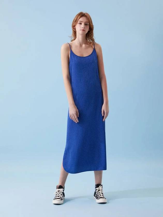 Long Slip Strap Tank Top Print Dress Blue - VOYONN - BALAAN 9