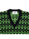 V-neck Jacquard Wool Knit Top Black Green - AMI - BALAAN 4