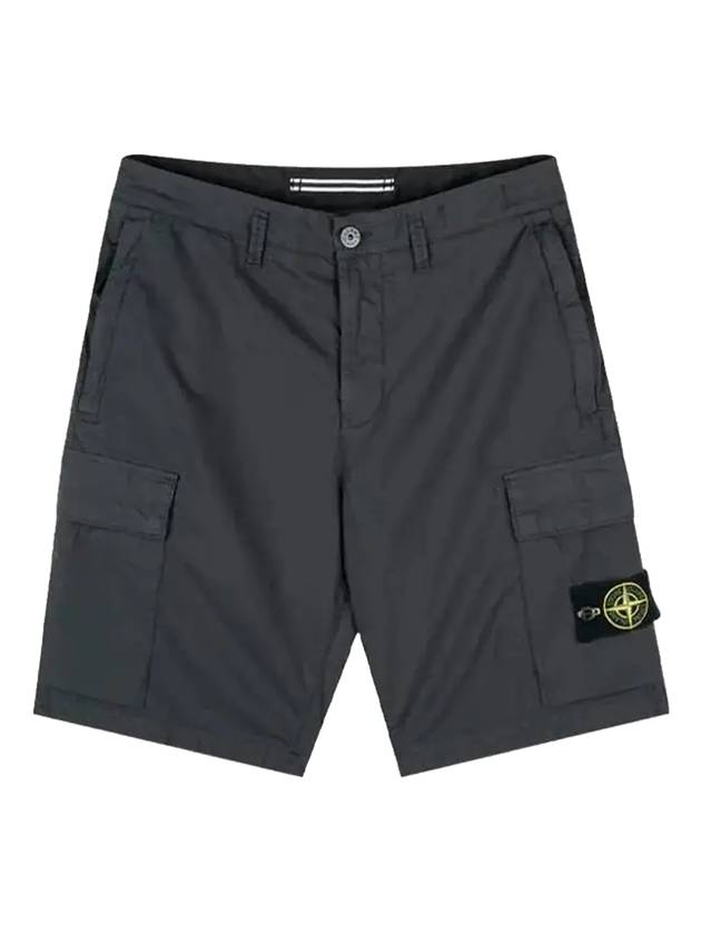 Men's Logo Patch Cargo Shorts Charcoal - STONE ISLAND - BALAAN 1