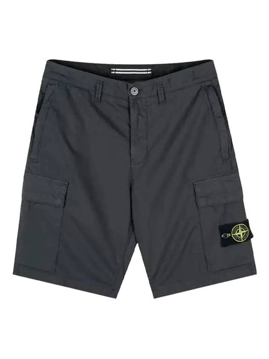 Men's Logo Patch Cargo Shorts Charcoal - STONE ISLAND - BALAAN.