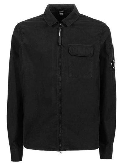 Emerized Gabardine Overshirt Zip-Up Jacket Black - CP COMPANY - BALAAN 2