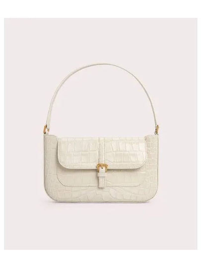 Miranda Croco Embossed Leather Shoulder Bag Cream - BY FAR - BALAAN 2