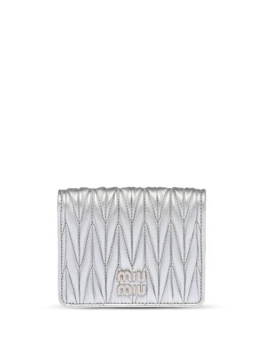 Matelasse Leather Half Wallet Silver - MIU MIU - BALAAN 1