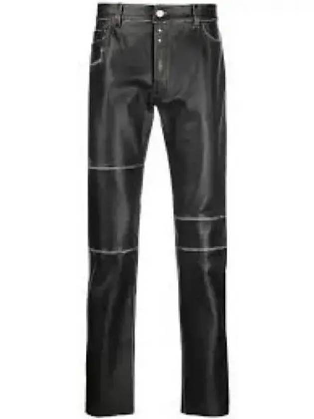 Panel Knee Leather Trouser Straight Pants Black - MAISON MARGIELA - BALAAN 2