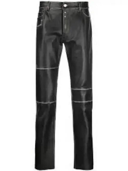 Panel Knee Leather Trouser Straight Pants Black - MAISON MARGIELA - BALAAN 2