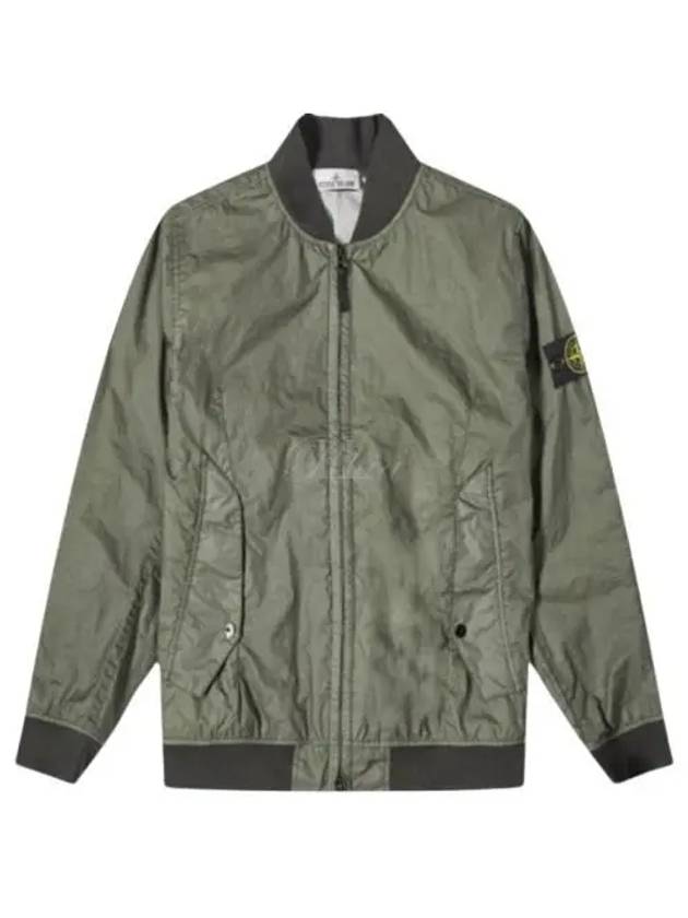 Men's Wappen Patch Zip-Up Bomber Jacket Green - STONE ISLAND - BALAAN 2