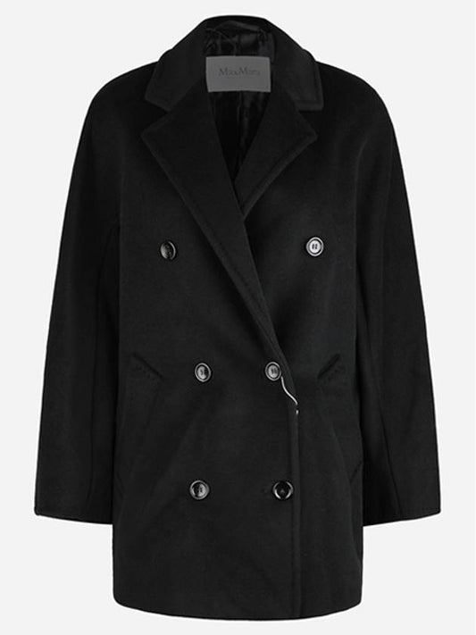 2421086011600 003 Revus Double Wool Cashmere Shorts Coat Black - MAX MARA - BALAAN 1