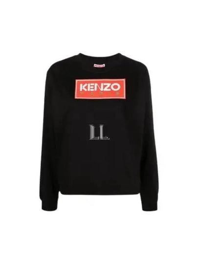 Women's Paris Logo Crew Neck Cotton Sweatshirt Black - KENZO - BALAAN 2