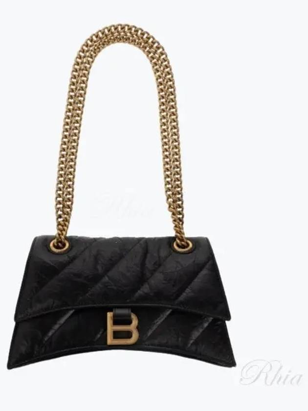 Women's Crush Logo Gold Chain Small Shoulder Bag Black - BALENCIAGA - BALAAN 2