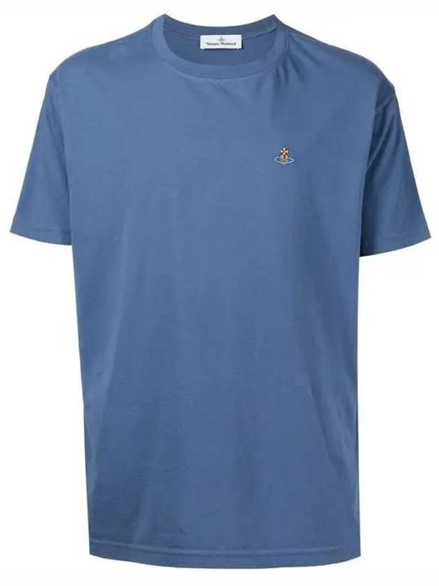 ORB logo embroidered short sleeve t-shirt blue - VIVIENNE WESTWOOD - BALAAN.