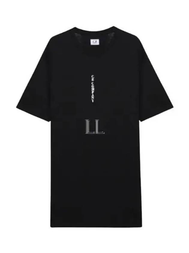 Vertical Lettering Logo Graphic Short Sleeve T-Shirt Black - CP COMPANY - BALAAN 2