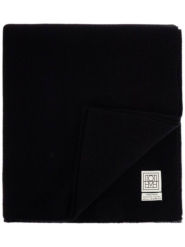 classic wide scarf in black virgin wool - TOTEME - BALAAN 2