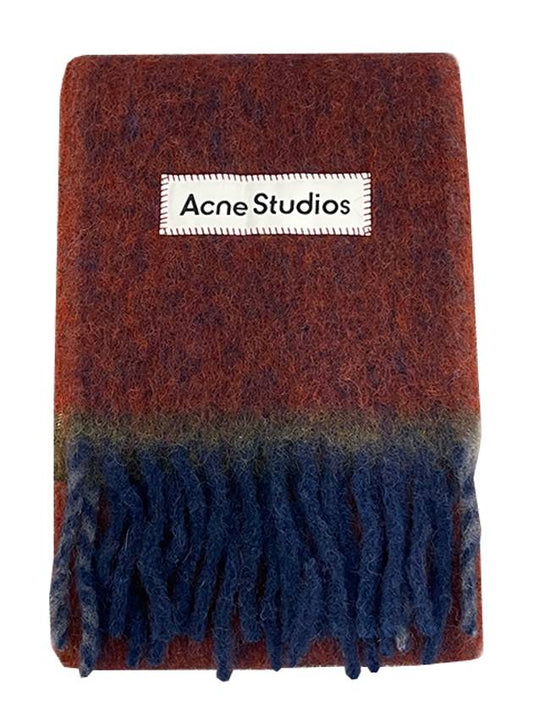 Mohair Wool Fringe Muffler Aubergine Blue - ACNE STUDIOS - BALAAN 2