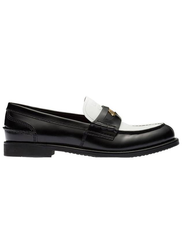 Leather Penny Loafers White Black - MIU MIU - BALAAN 3