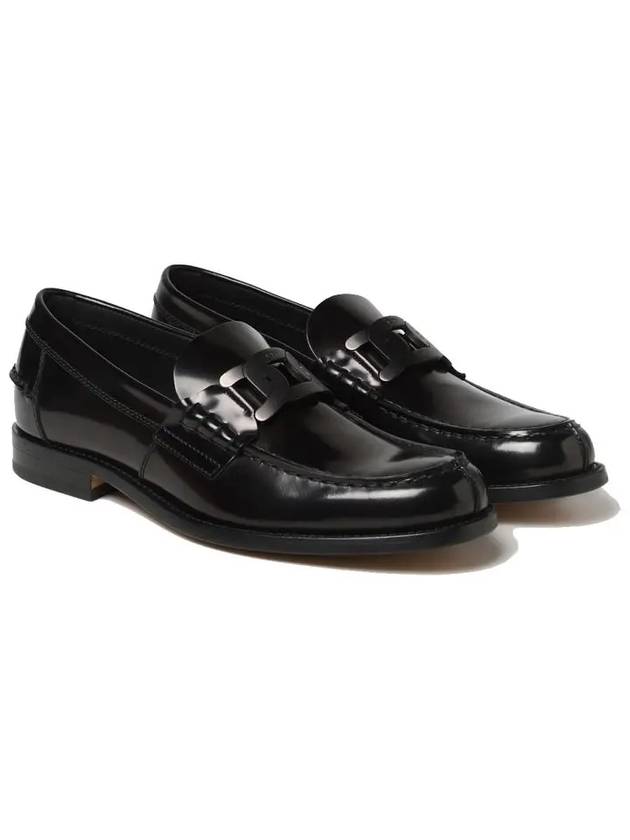 Men's Leather Metal Chain Loafers Black - TOD'S - BALAAN 4