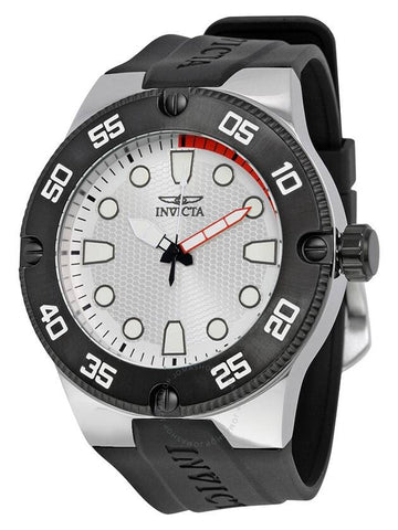 Invicta Pro Diver Silver Dial Black Silicone Men's Watch 18023 - INVICTA - BALAAN 1