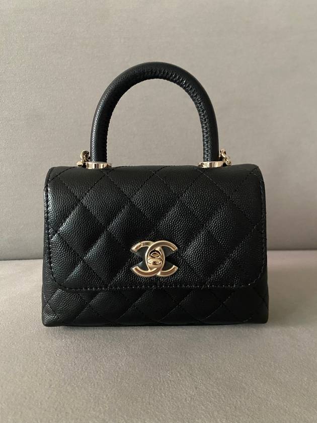 Coco handle micro mini cross bag WOC caviar black gold AP4244 - CHANEL - BALAAN 2